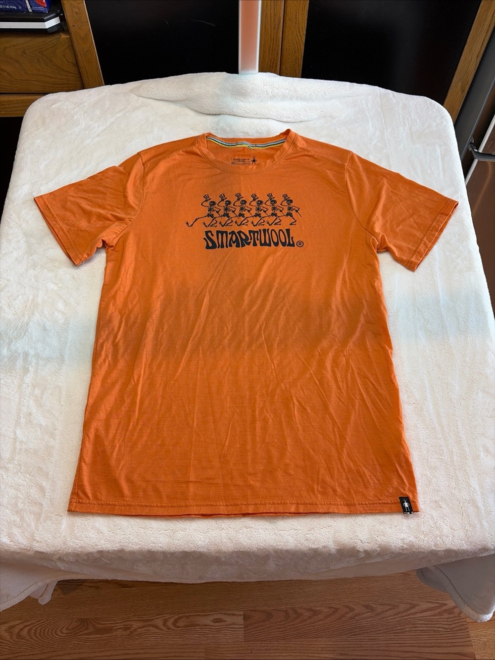 SmartWool Dancing Skeleton Shirt Mens XS Merino Wool Blend Orange